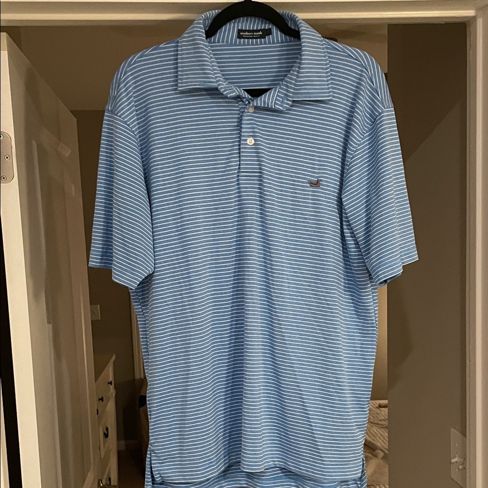 Southern Marsh Light Blue Striped Polo
